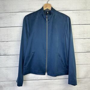Company Ellen Tracy Zip Jacket Women's Sz 12P Silk Blue Office Quiet‎ Luxury